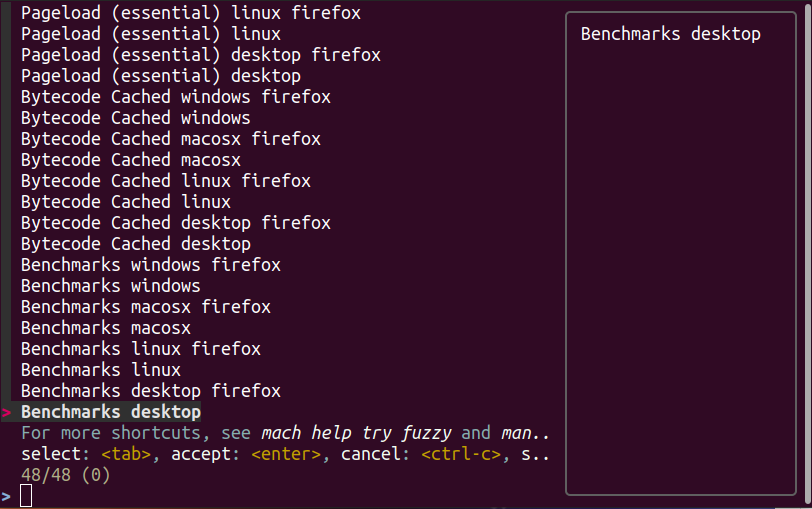 Mach try perf with default options